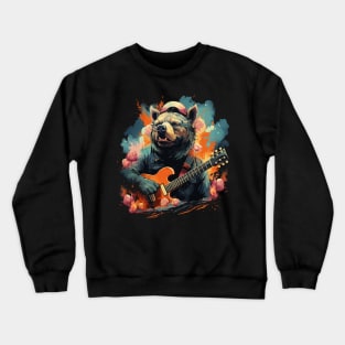 Wild Boar Playing Guitar Crewneck Sweatshirt